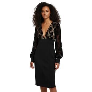 Venus Lace Long Sleeve Sheath Dress Black Large